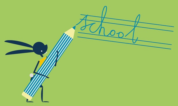 Illustratie van konijn met groot potlood