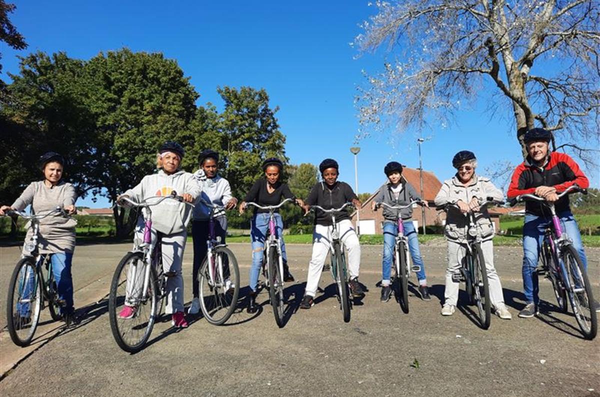 fietsers op een rij