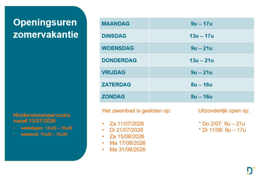 openingsuren zomer 26