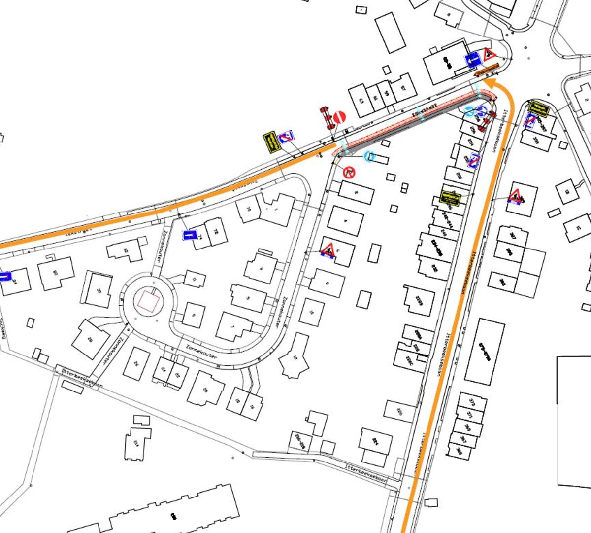 Werken in Zakstraat en Zonnekouter