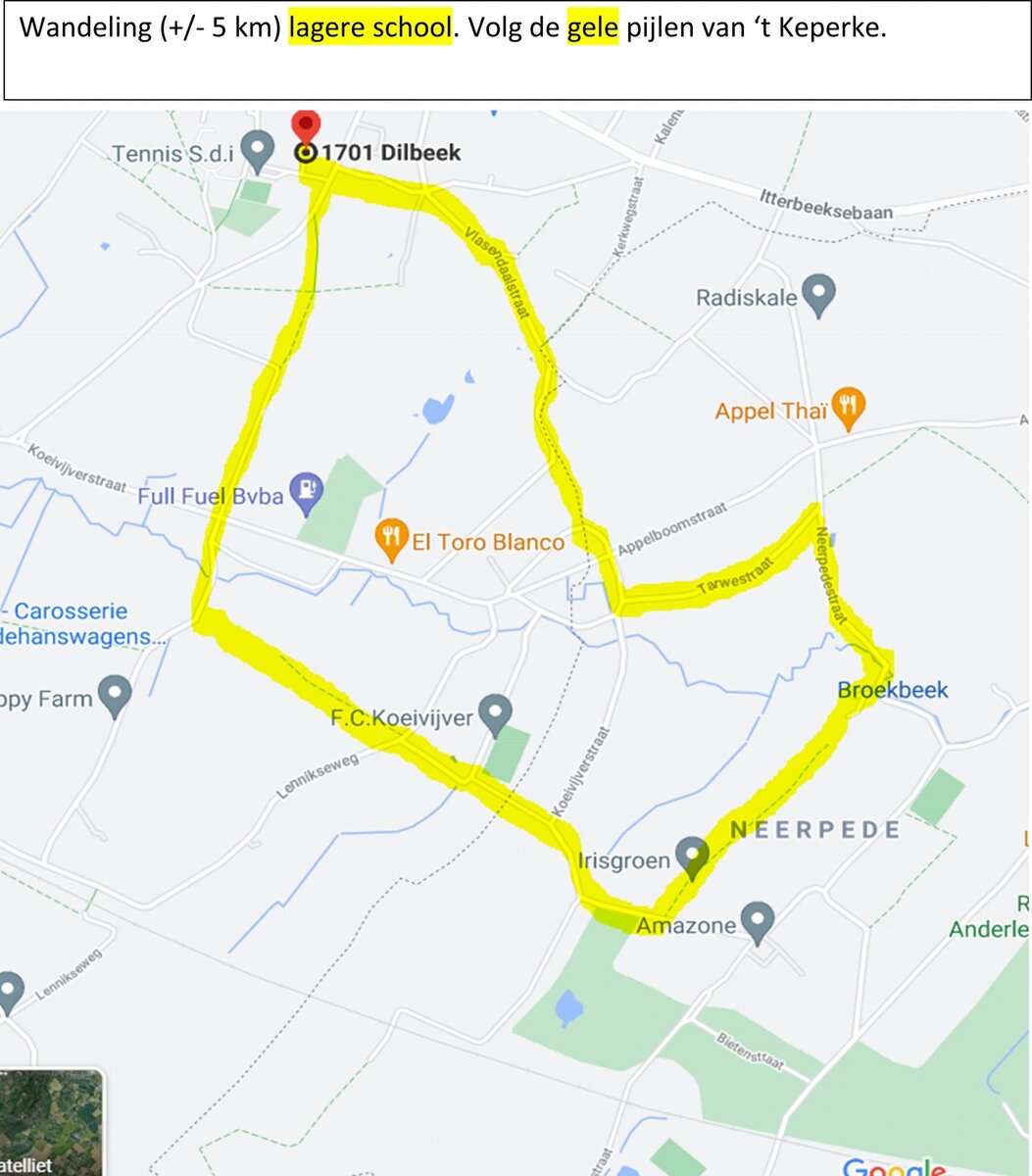 Kaart 5 KM met filmpjes van de lagere school