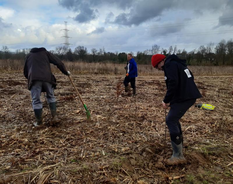 Initiatiefnemers planten de eerste bomen