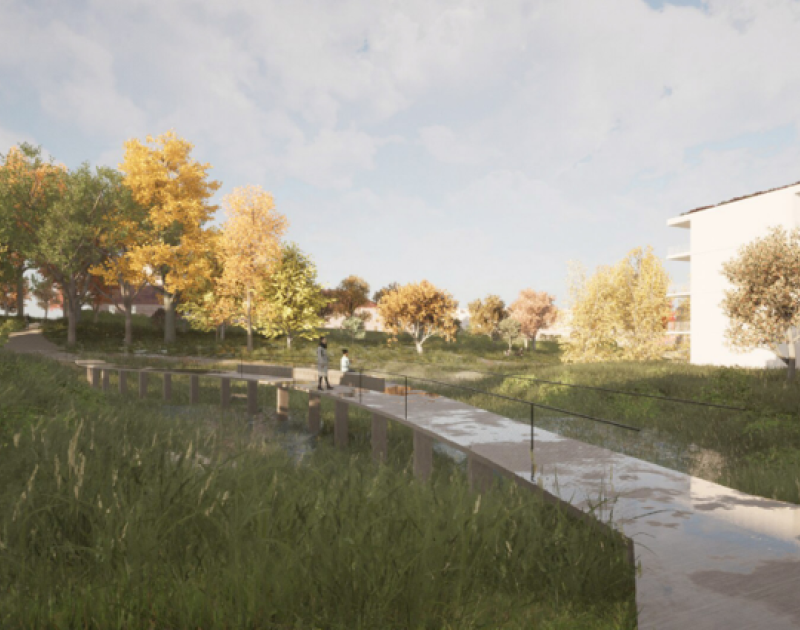 Foto groen en waterrijk binnengebied